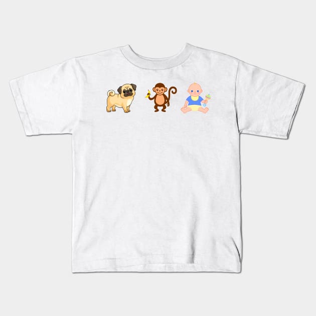 PuppyMonkeyBaby Shirt Kids T-Shirt by deidrelynn